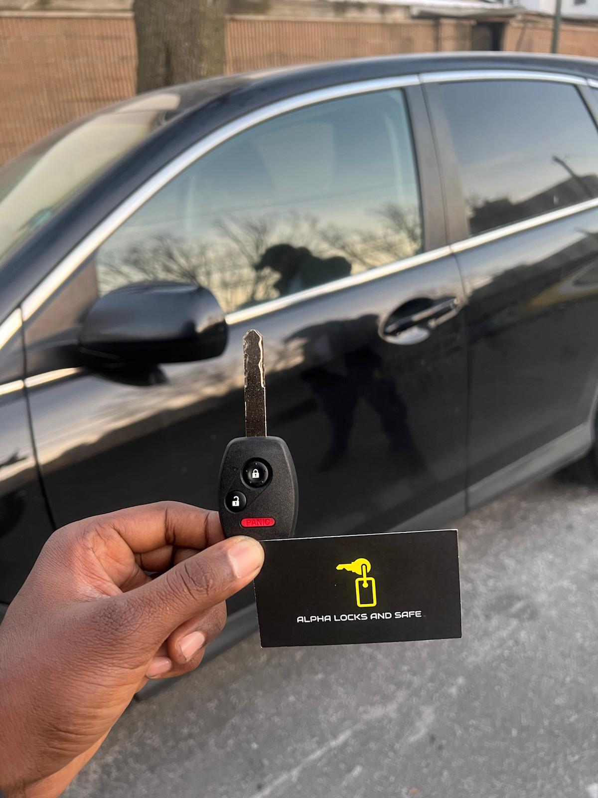 Alpha Locks and Safe automotive locksmith on a car call