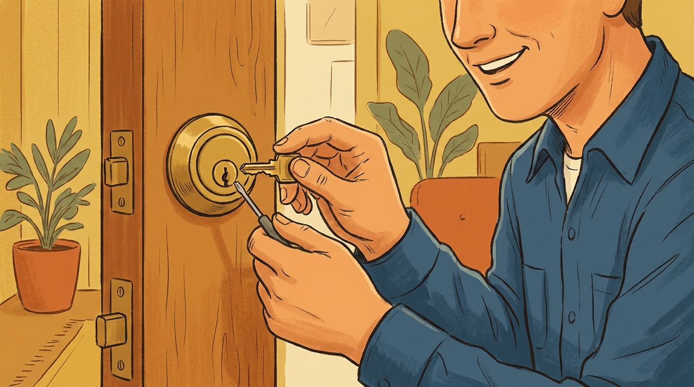 Broken key stuck inside a deadbolt lock cylinder